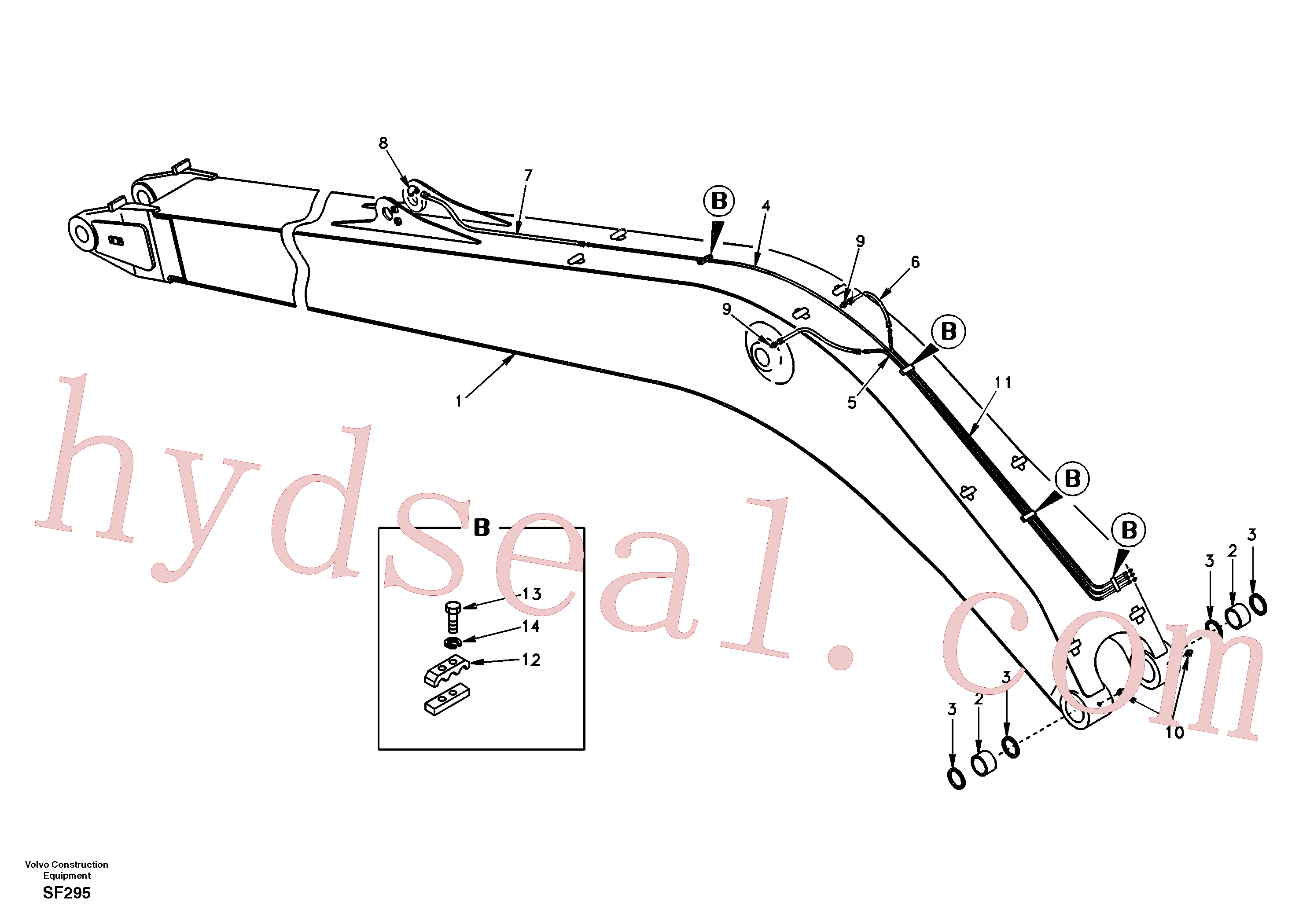 SA1073-04671 for Volvo Boom and grease piping, super long(SF295 assembly)