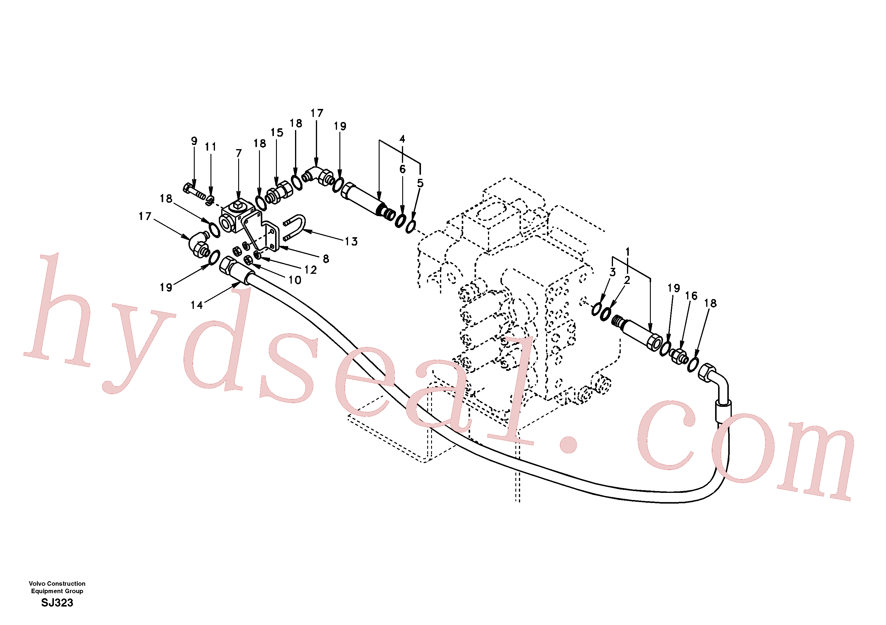 VOE14501949 for Volvo Working hydraulic, hammer and shear for 2nd pump flow(SJ323 assembly)