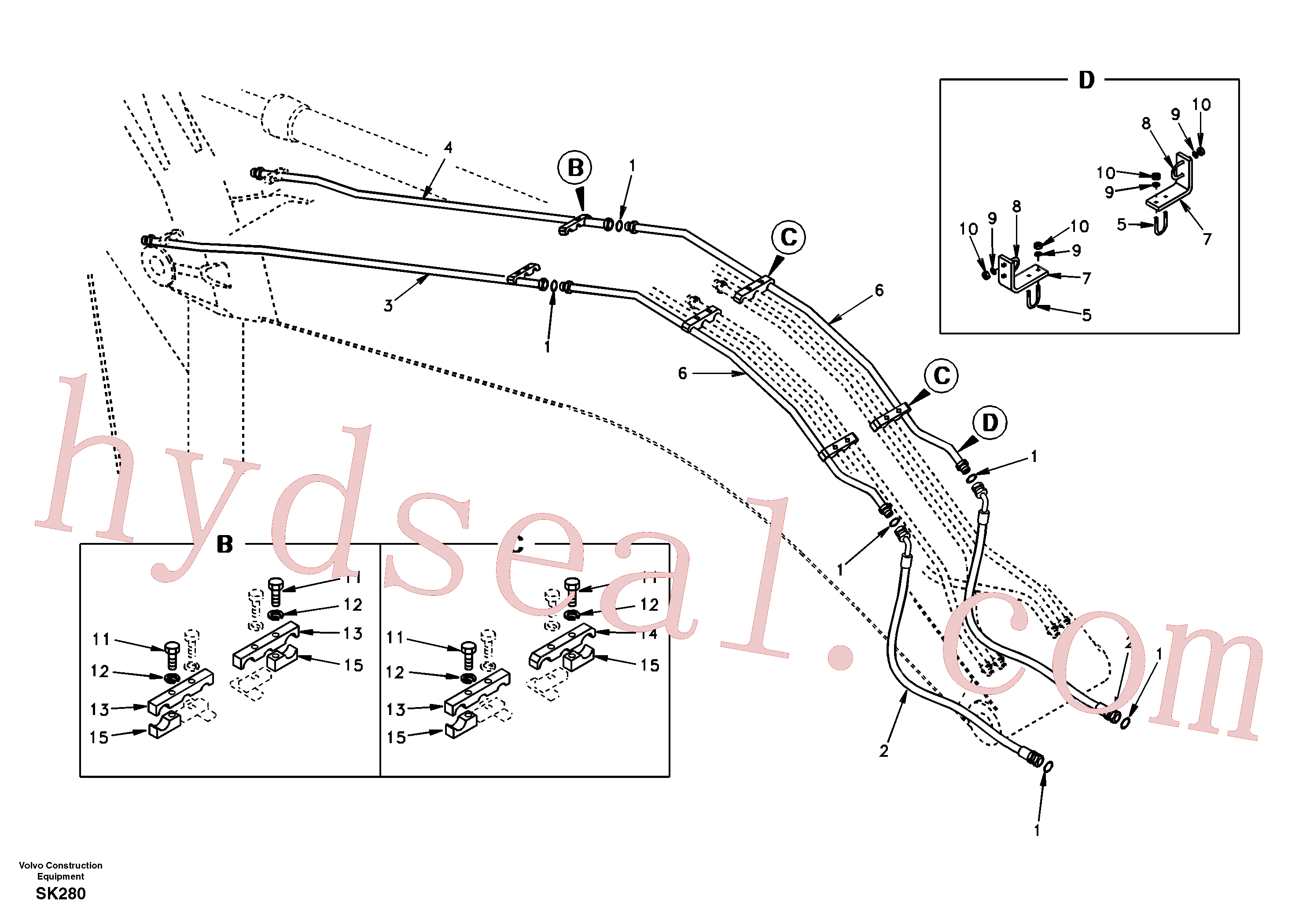 SA1074-09750 for Volvo Working hydraulic, hammer and shear for boom(SK280 assembly)