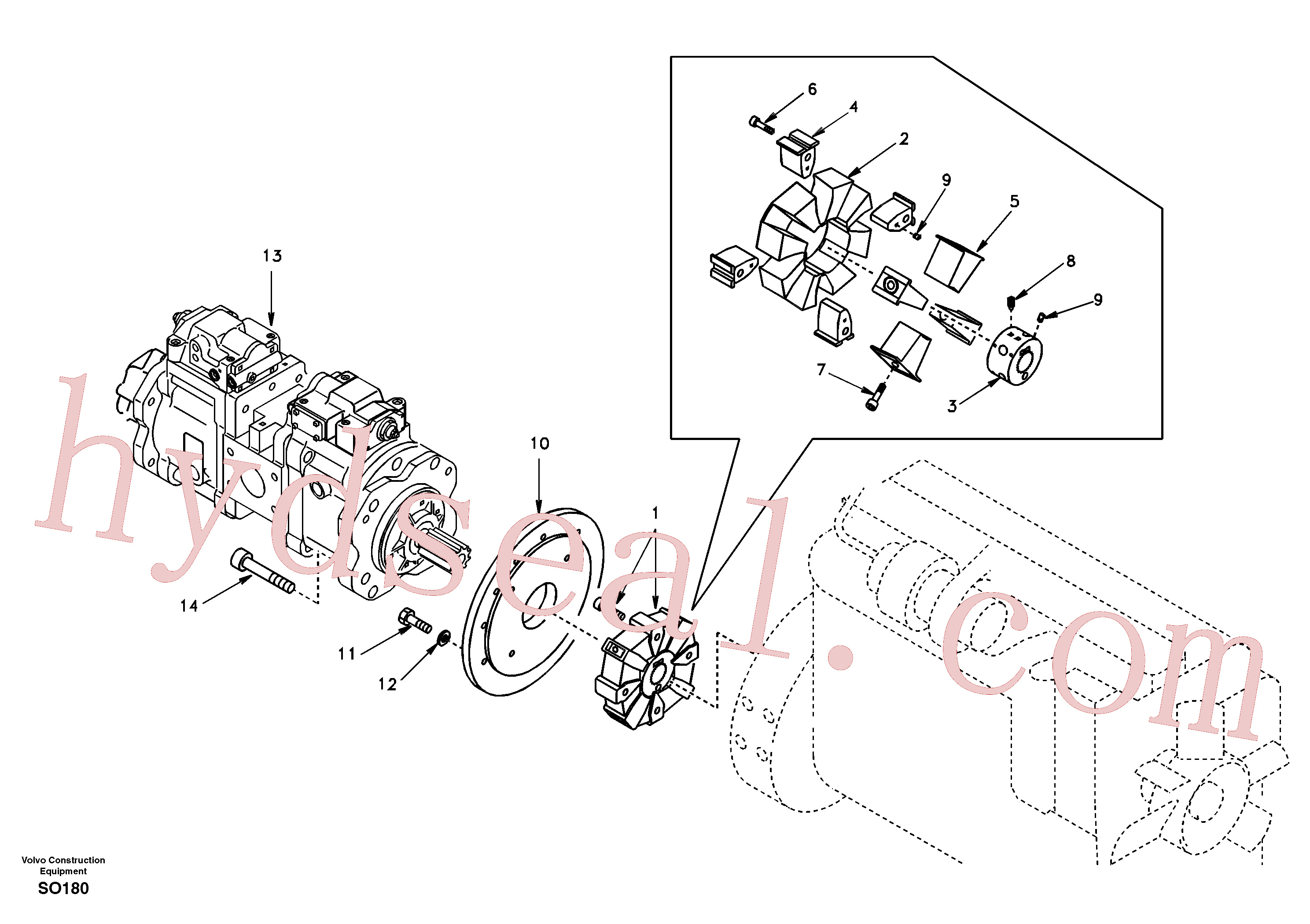 SA14509689 for Volvo Pump gearbox with assembling parts(SO180 assembly)