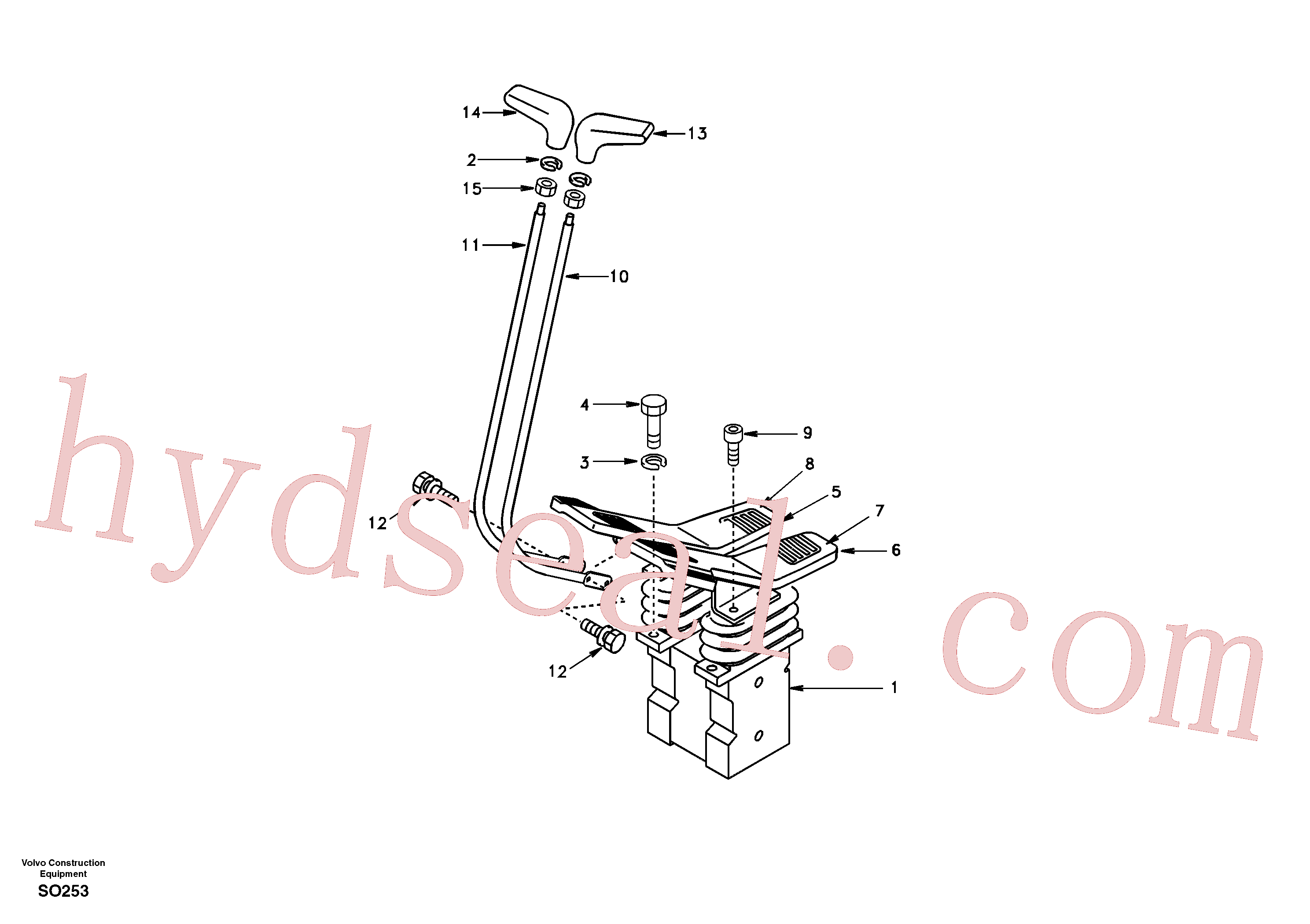 SA1068-02460 for Volvo Remote control valve pedal with fitting parts(SO253 assembly)