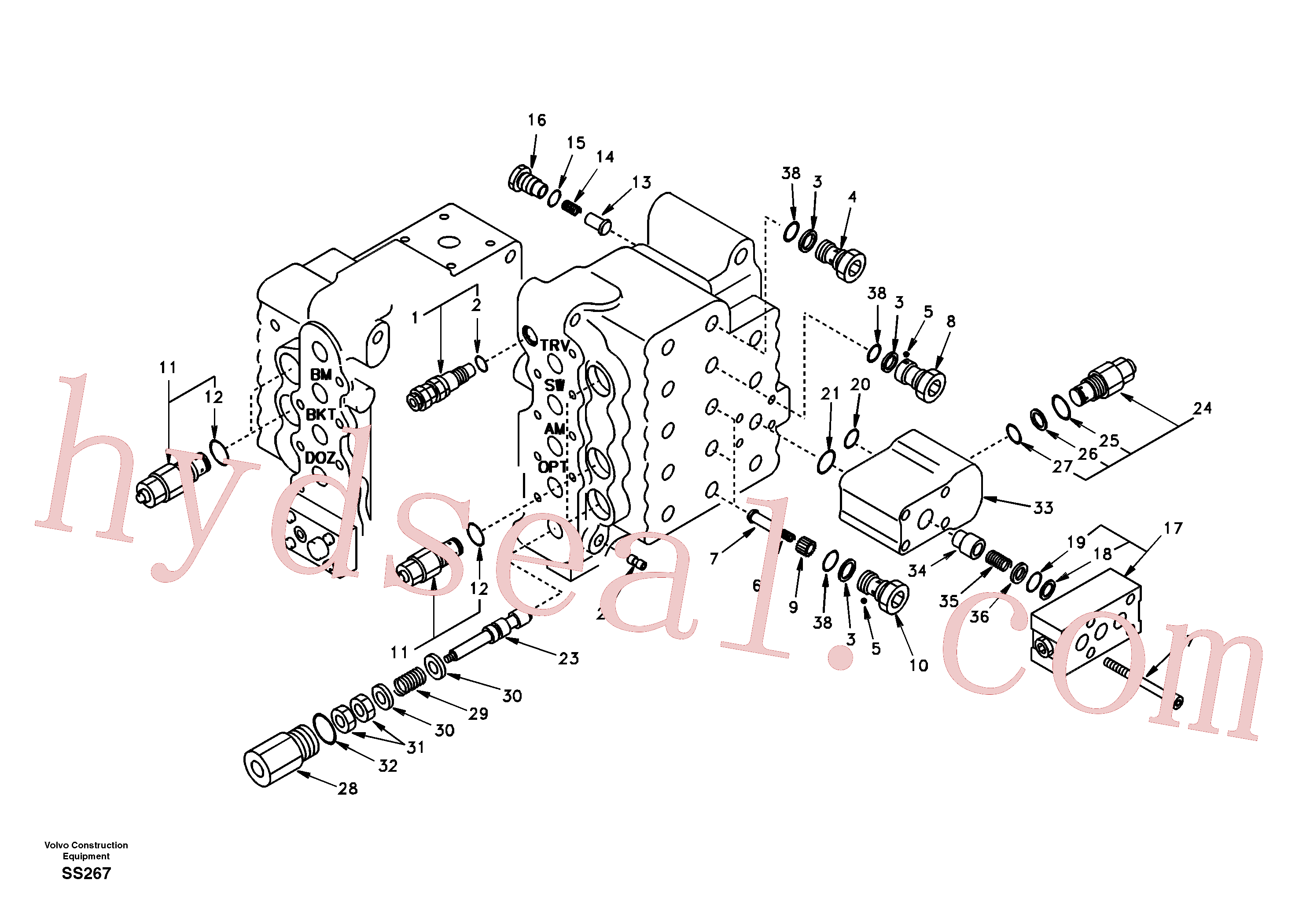 SA8230-12570 for Volvo Main control valve, relief valve and dipper arm holding(SS267 assembly)