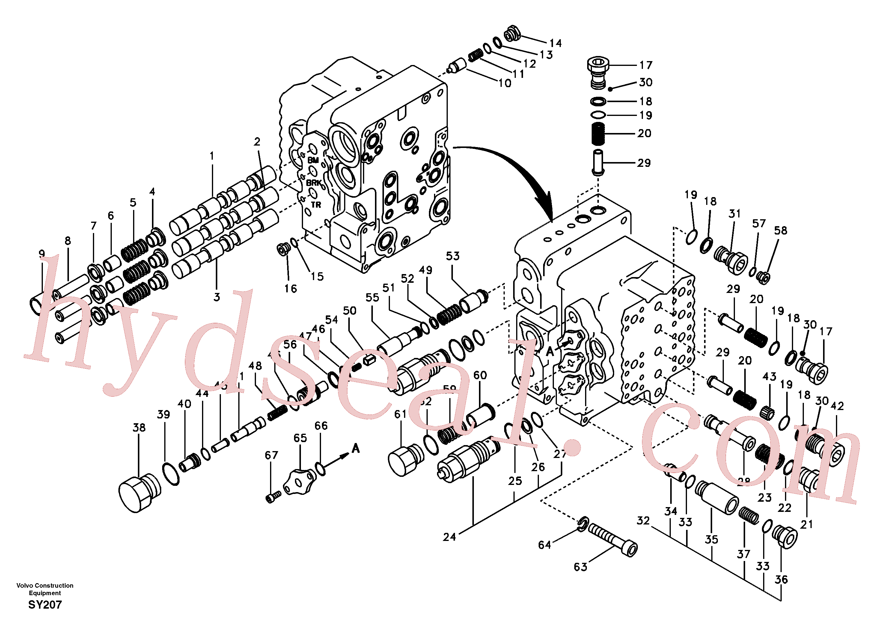 SA8230-12570 for Volvo Main control valve, boom and bucket and travel Rh(SY207 assembly)