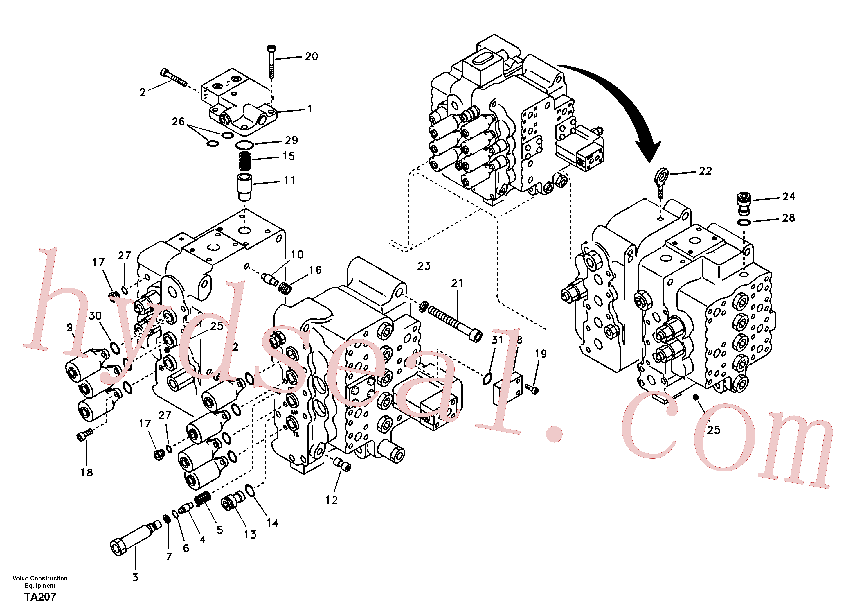 VOE14594904 for Volvo Main control valve, relief valve and boom holding(TA207 assembly)